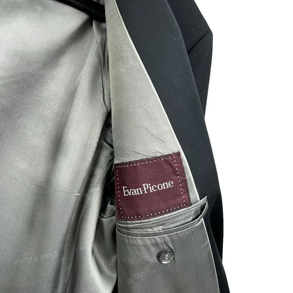 Evan Picone Mens Blazer Suit 1 Button Vented Lined‎ Flap Pockets Size 40 R